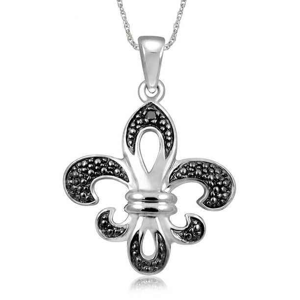 Fleur-De-Lis Pendant in Sterling Silver with CZ Accents Fleur-De-Lis Pendant in Sterling Silver with CZ Accents